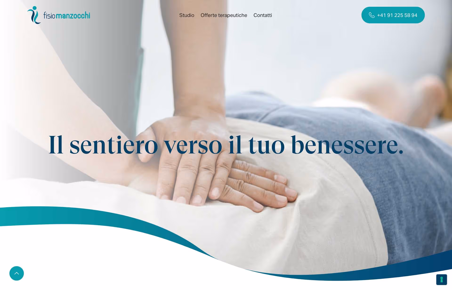 Hands of a therapist pressing on a person's back during a massage therapy session.