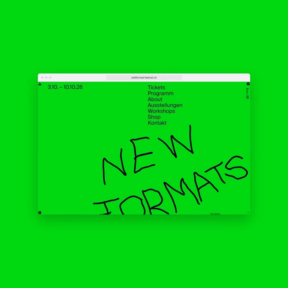 Sited post: Weltformat Festival on neon green