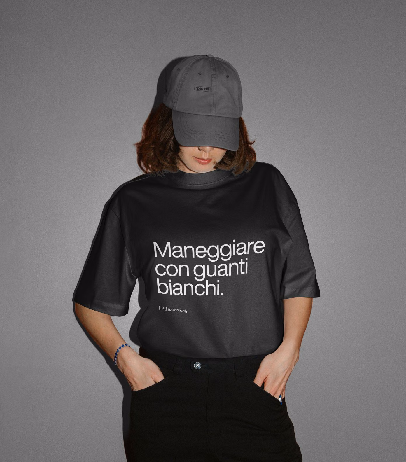 Black Spessore T-shirt: handle with white gloves